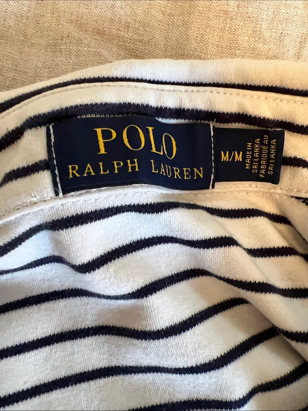 Polo by Ralph Lauren White Polo with Navy Stripes - Picture 3 of 4